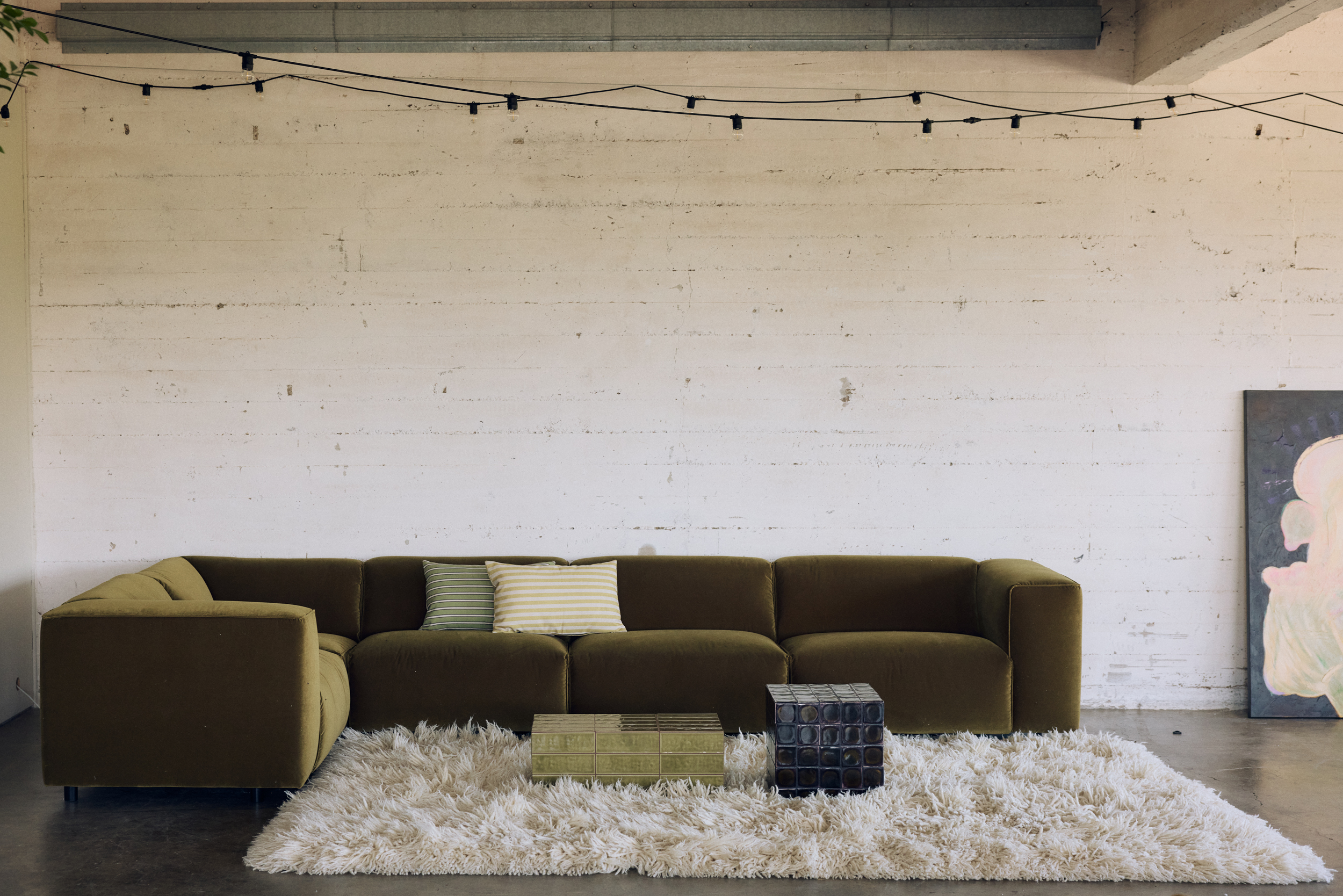 FLAKE couch: element right divan, royal velvet, olive - Image 4