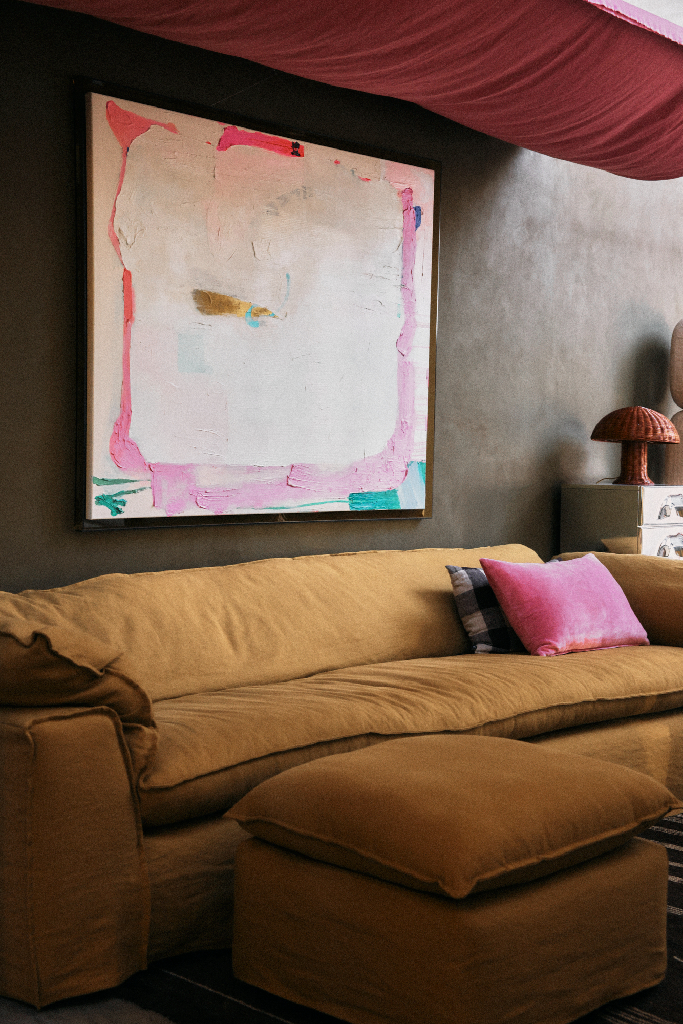 Nomad couch: hocker, linen, burnt ochre - Image 3