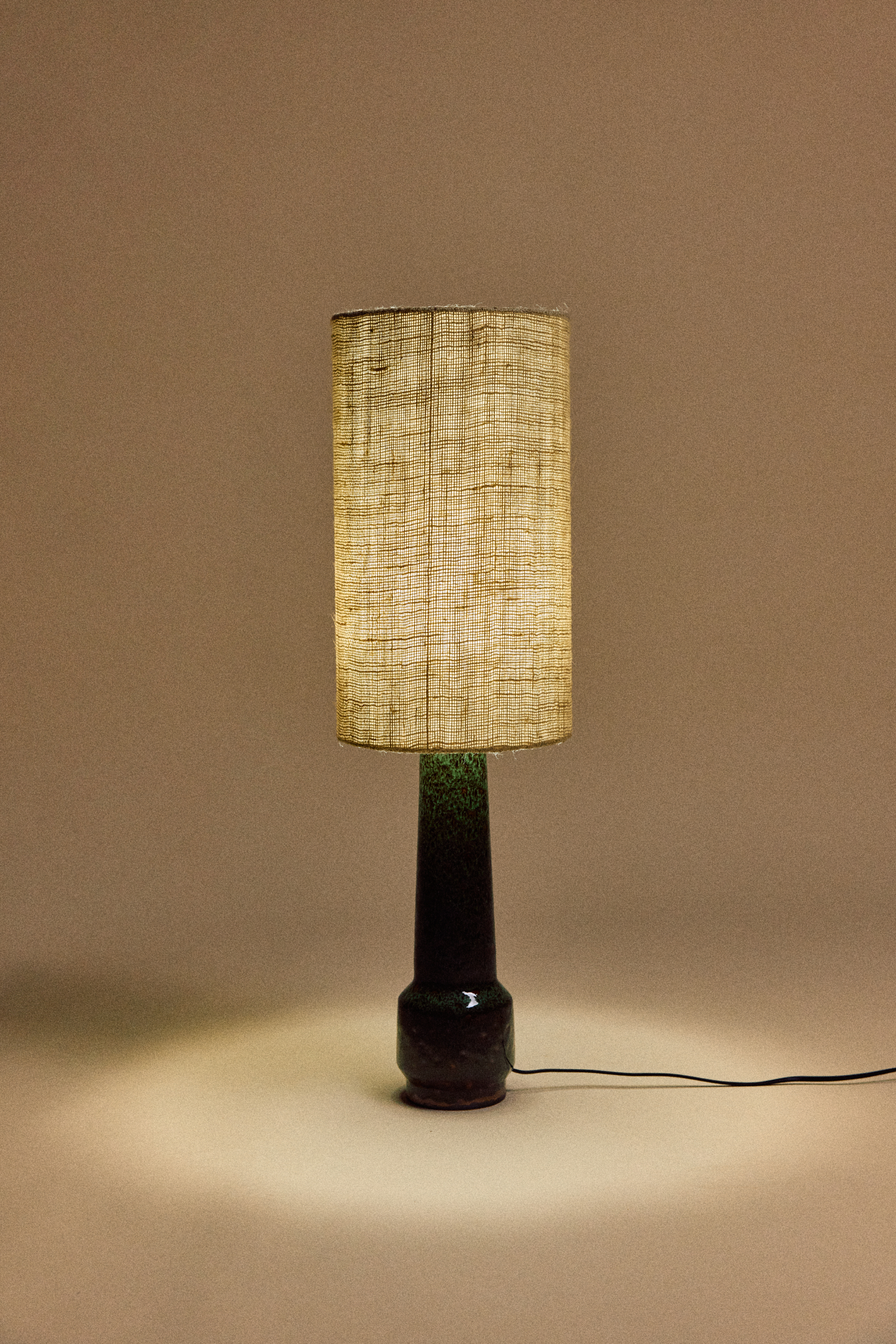 Retro stoneware lamp base green - Image 5