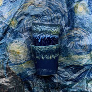 70s ceramics: Van Gogh coffee mugs, starry night (set of 2) - Image 5