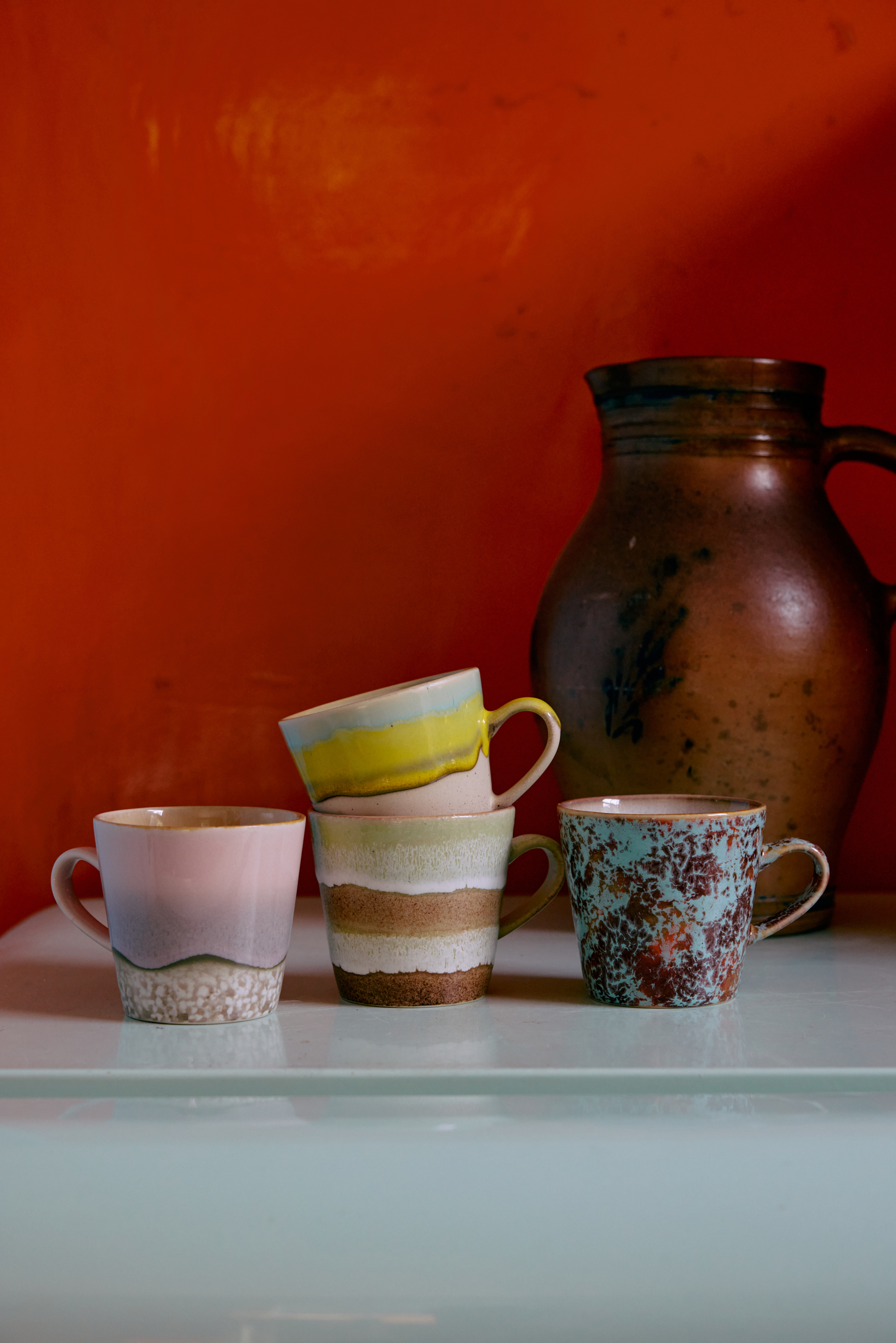 70s ceramics: americano mugs, rococo (set of 4) - Image 3
