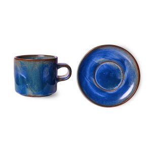 Alternative view of Chef ceramics: cup and saucer, rustic blue