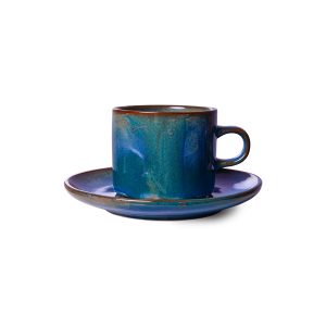 Chef ceramics: cup and saucer, rustic blue