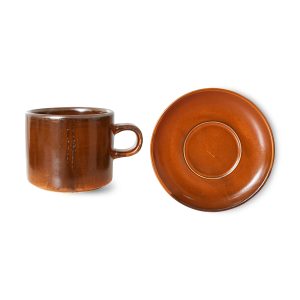 Alternative view of Chef ceramics: cup and saucer, burned orange