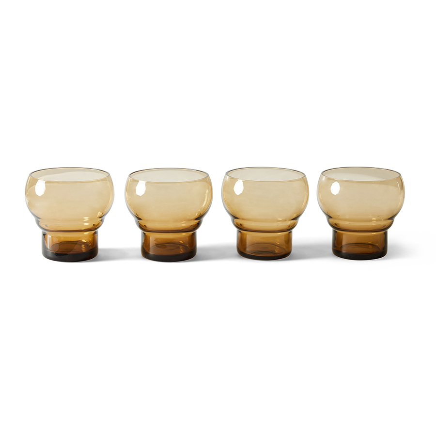 70s glassware: bulb glasses amber (set of 4) - Image 4