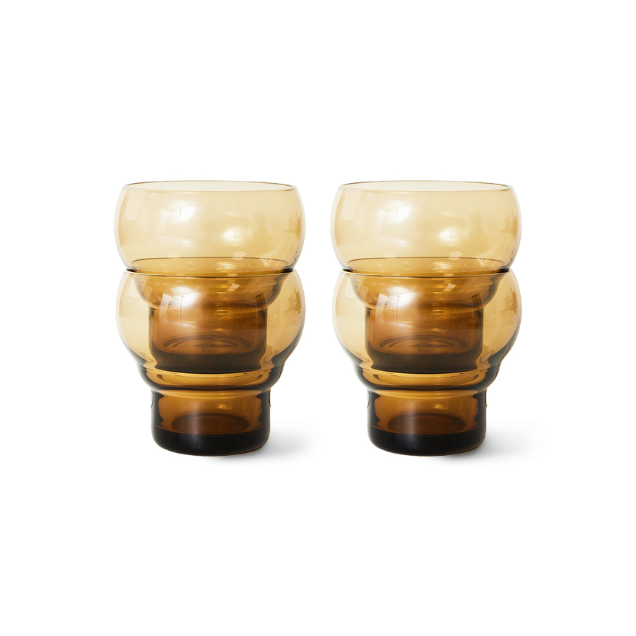 70s glassware: bulb glasses amber (set of 4)