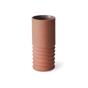 Alternative view of Handcarved terracotta tube vase