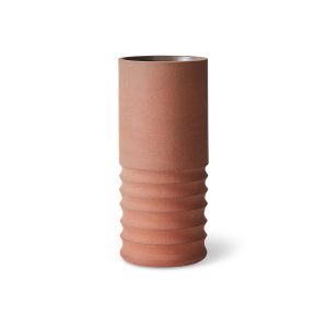 Handcarved terracotta tube vase