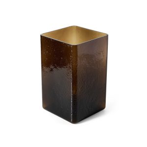 Alternative view of Cube vase medium, smokey brown