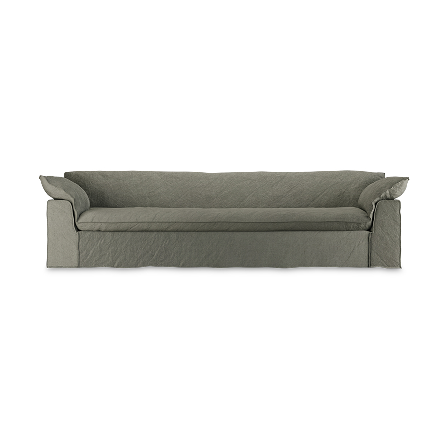 Nomad couch: 305cm, linen, army green