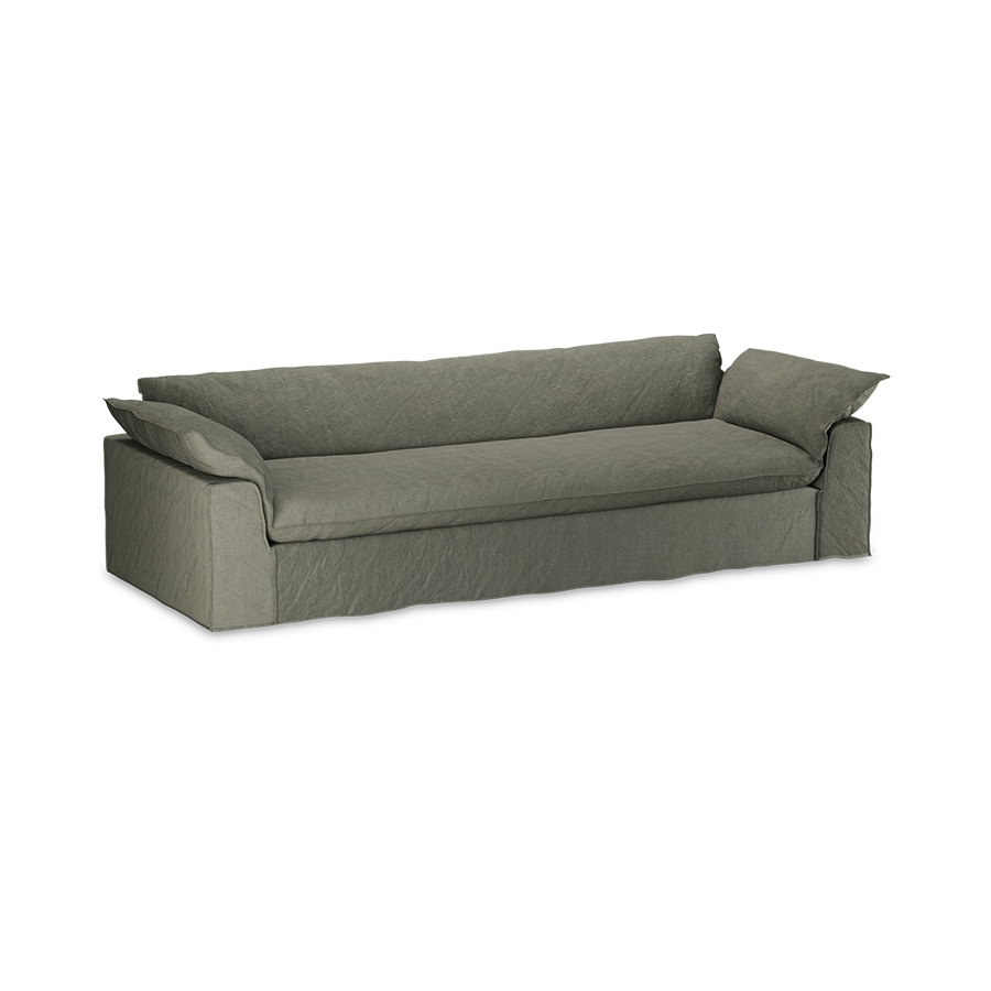 Nomad couch: 305cm, linen, army green - Image 2