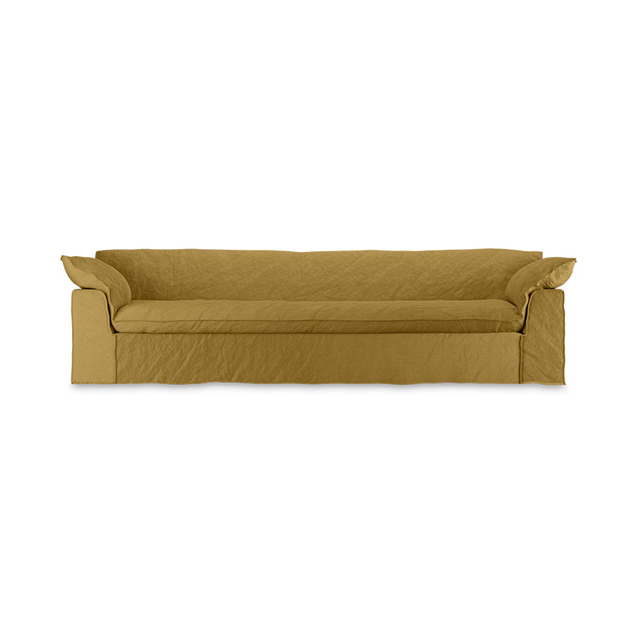 Nomad couch: 305cm, linen, burnt ochre