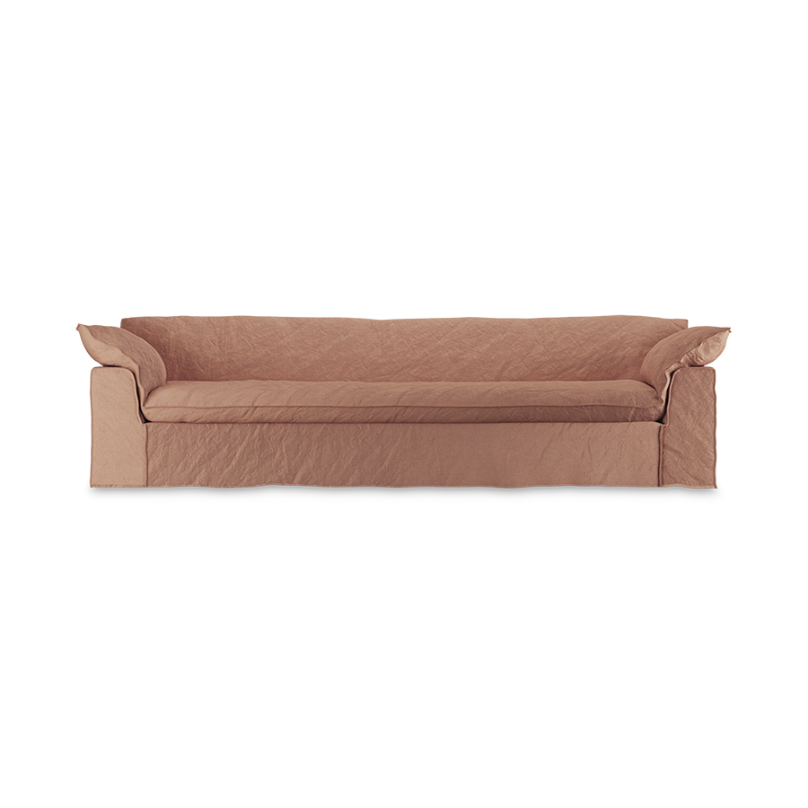 Nomad couch: 305cm, linen, dusty rose