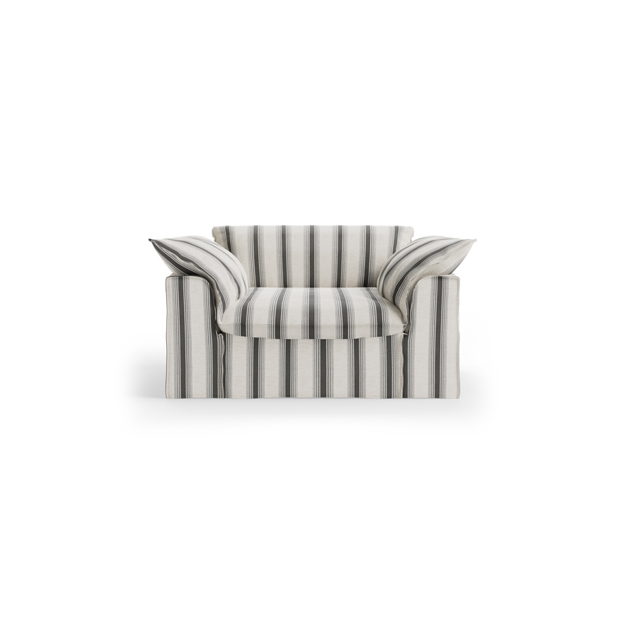 Nomad couch: loveseat, rocco, chalkstripe