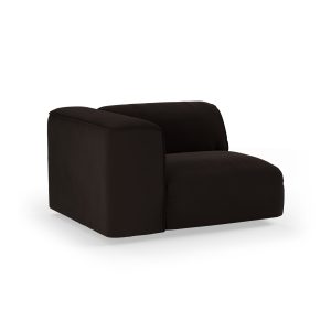 Alternative view of FLAKE couch: element left, royal velvet, espresso