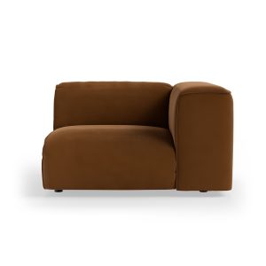 FLAKE couch: element right, royal velvet, caramel