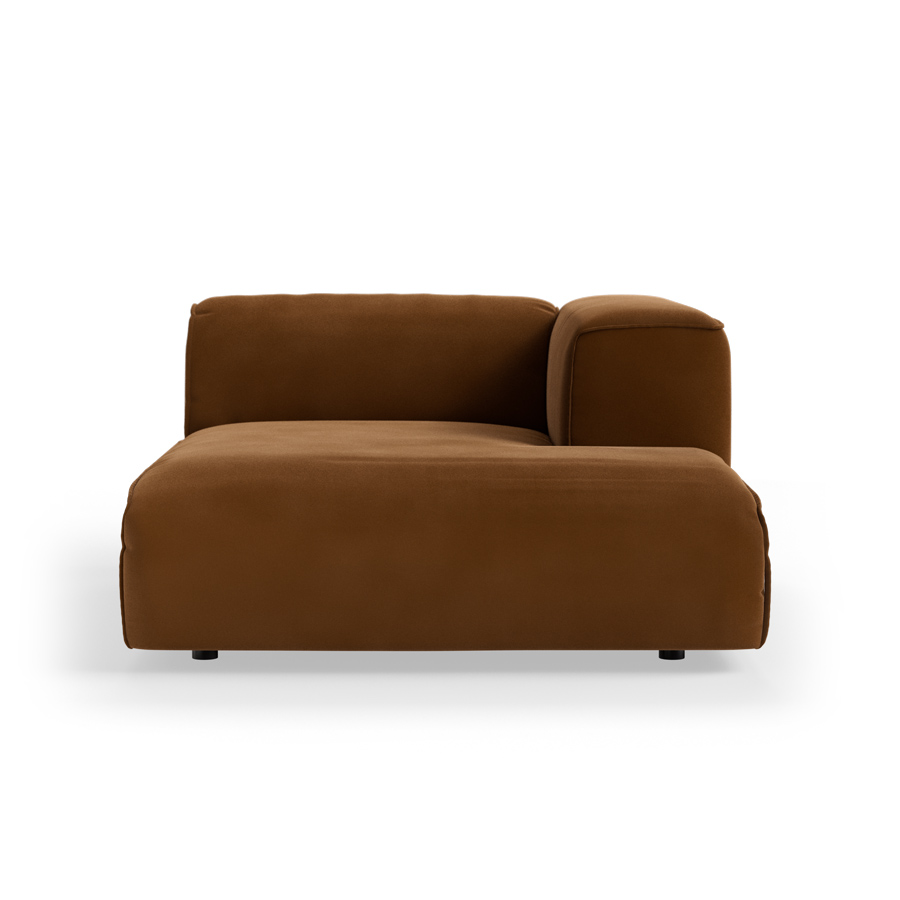 FLAKE couch: element right divan, royal velvet, caramel