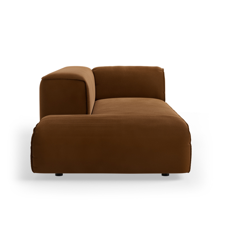 FLAKE couch: element left longchair, royal velvet, caramel