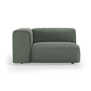 FLAKE couch: element left 1,5-seat, linen, army green