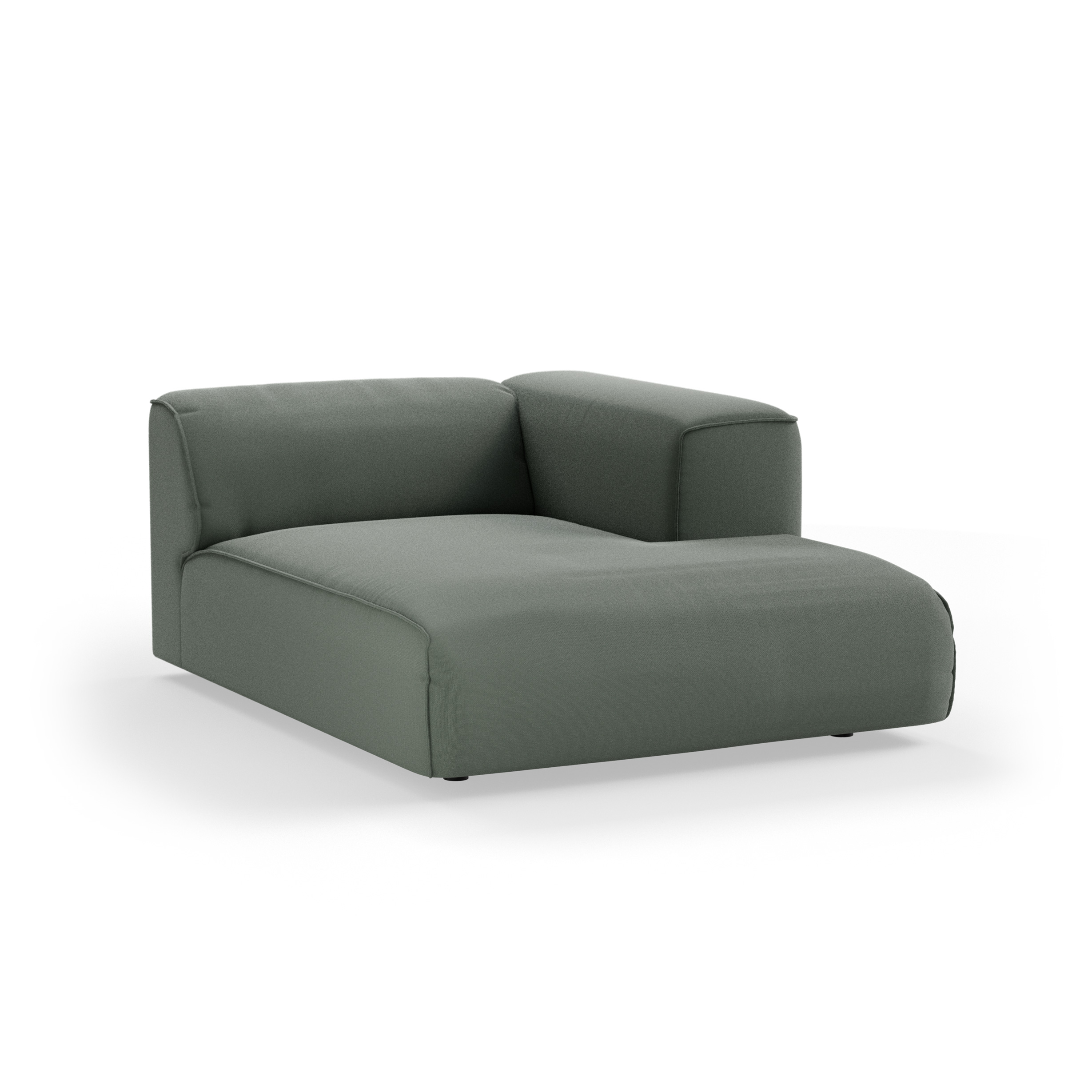 FLAKE couch: element right divan, linen, army green - Image 2