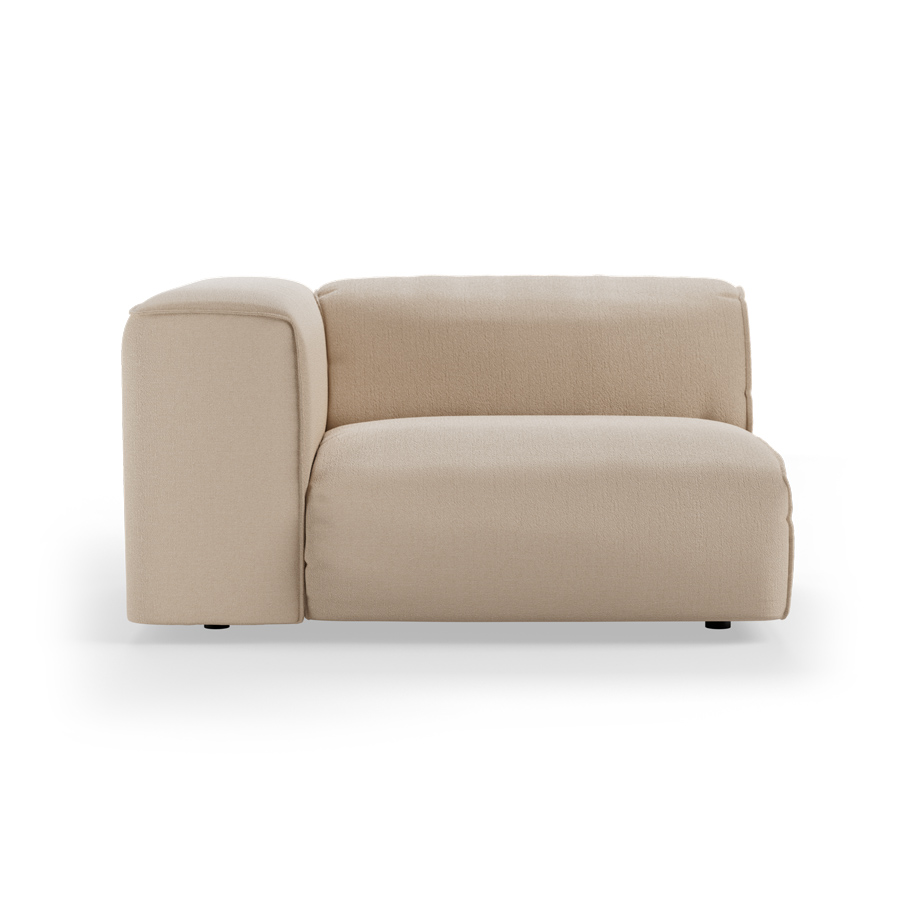 FLAKE couch: element left 1,5-seat, knotted, beige
