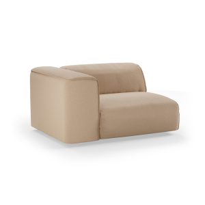 Alternative view of FLAKE couch: element left 1,5-seat, knotted, sand