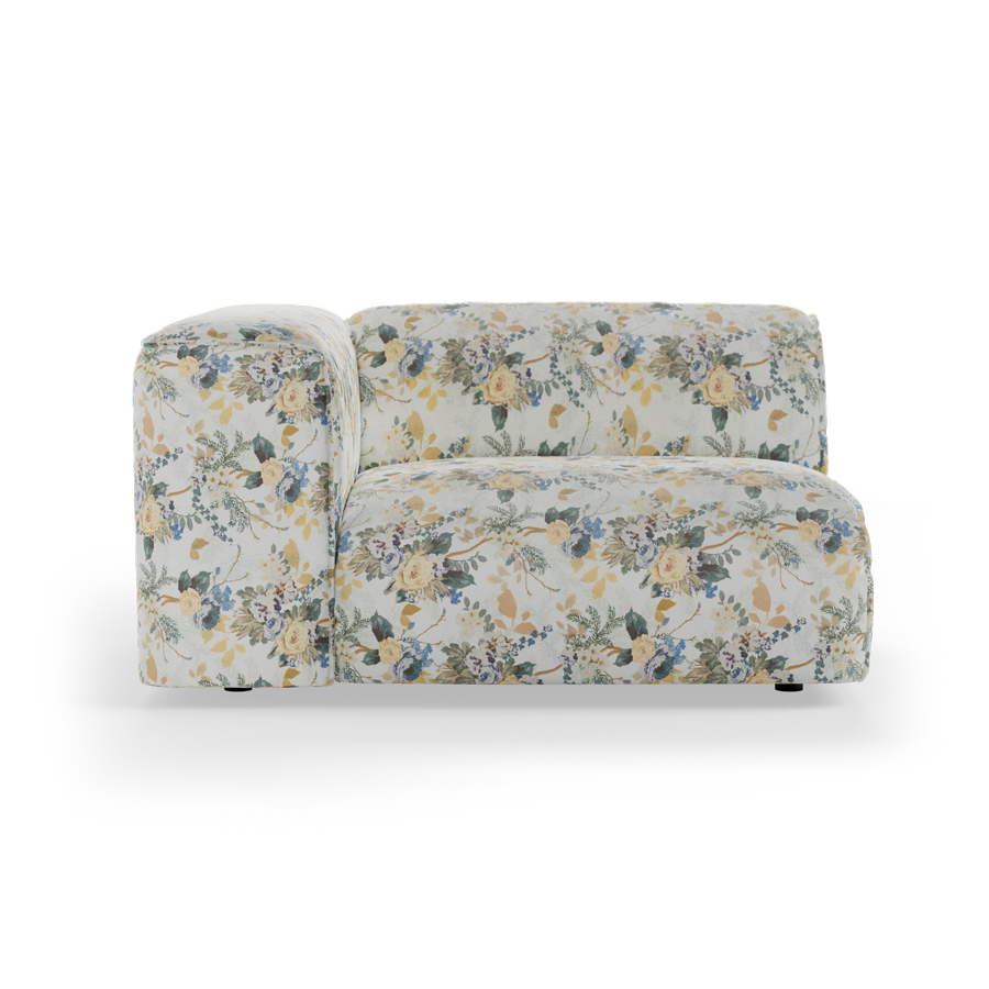 FLAKE couch: element left 1,5-seat, cotton, posy