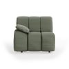 Wave couch: element left low arm, linen, army green