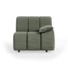 Wave couch: element right low arm, linen, army green