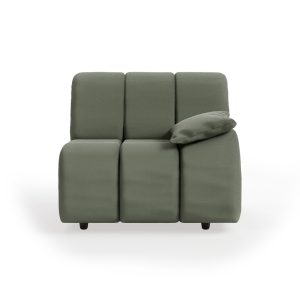 Wave couch: element right low arm, linen, army green