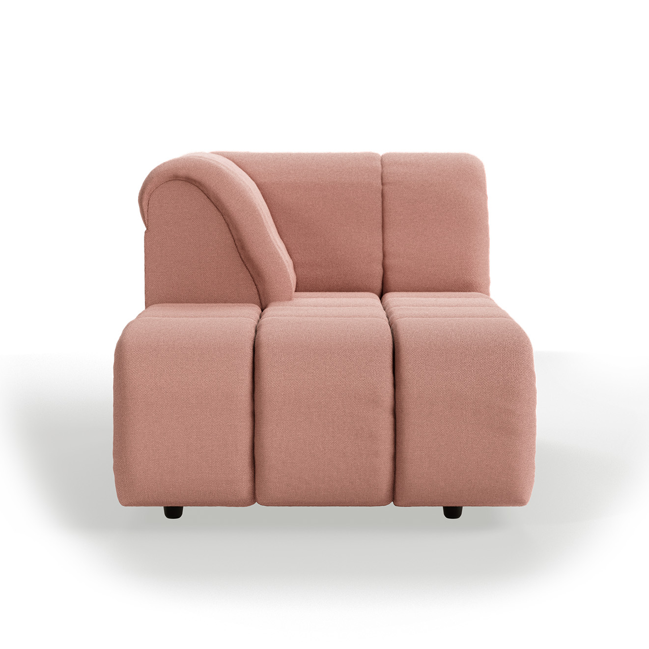Wave couch: element left divan, linen, dusty rose
