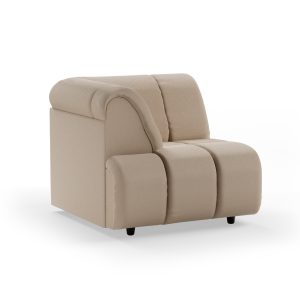 Alternative view of Wave couch: element left high arm, knotted, beige