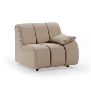Alternative view of Wave couch: element right low arm, knotted, beige