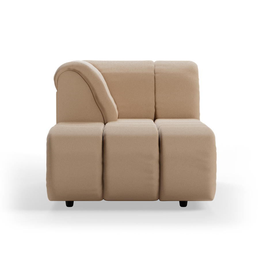 Wave couch: element left divan, knotted, sand