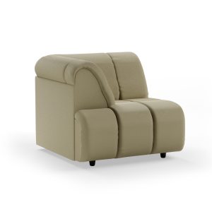 Alternative view of Wave couch: element left high arm, knotted, sage