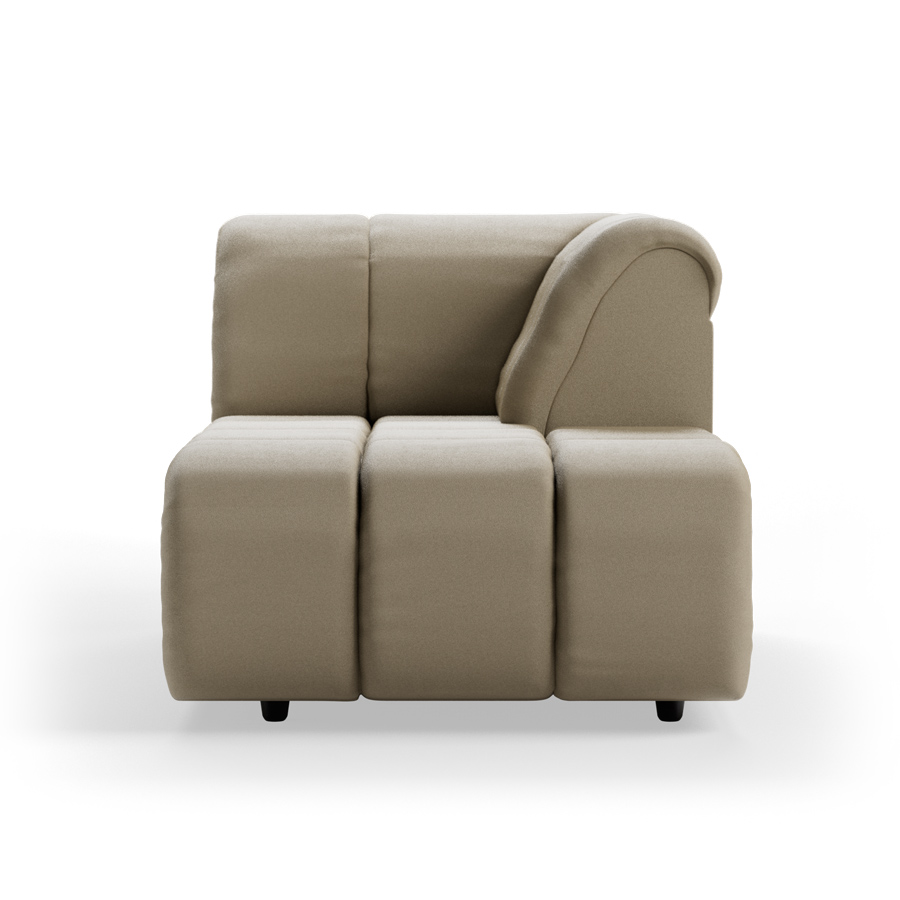 Wave couch: element right divan, deco, pebble
