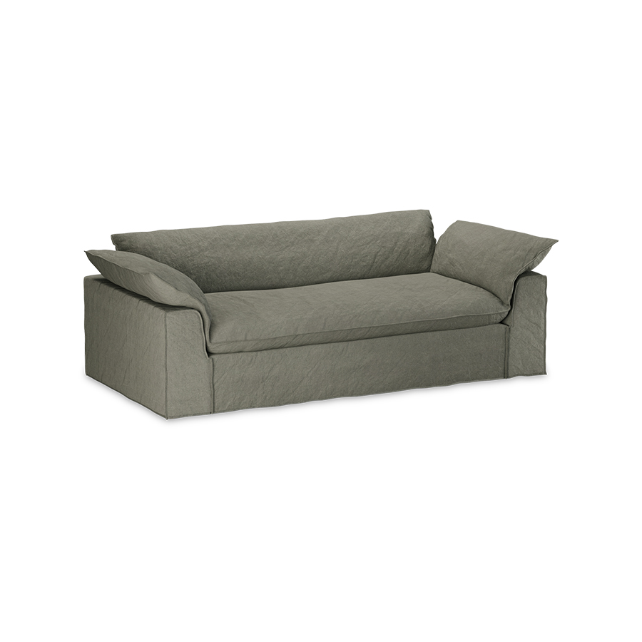 Nomad couch cover: 244cm, linen, army green - Image 2