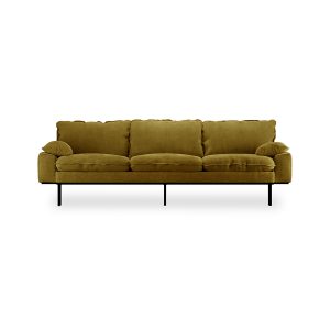 Retro sofa: 4-seats, royal velvet, olive