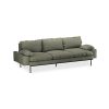 Retro sofa: 4-seats, linen, army green - Image 2
