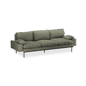 Alternative view of Retro sofa: 4-seats, linen, army green