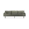 Retro sofa: 4-seats, linen, army green