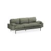 Retro sofa: 3-seats, linen, army green - Image 2