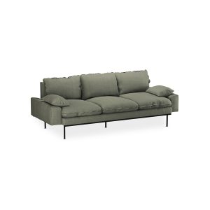 Alternative view of Retro sofa: 3-seats, linen, army green