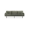 Retro sofa: 3-seats, linen, army green