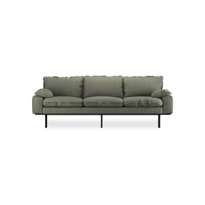 Retro sofa: 3-seats, linen, army green