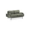 Retro sofa: 2-seats, linen, army green - Image 2