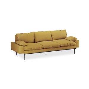 Alternative view of Retro sofa: 4-seats, linen, burnt ochre