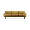 Retro sofa: 4-seats, linen, burnt ochre