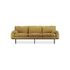 Retro sofa: 3-seats, linen, burnt ochre
