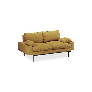 Alternative view of Retro sofa: 2-seats, linen, burnt ochre